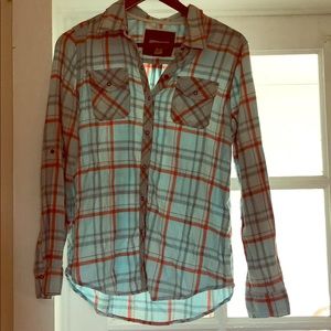 Orange and blue flannel